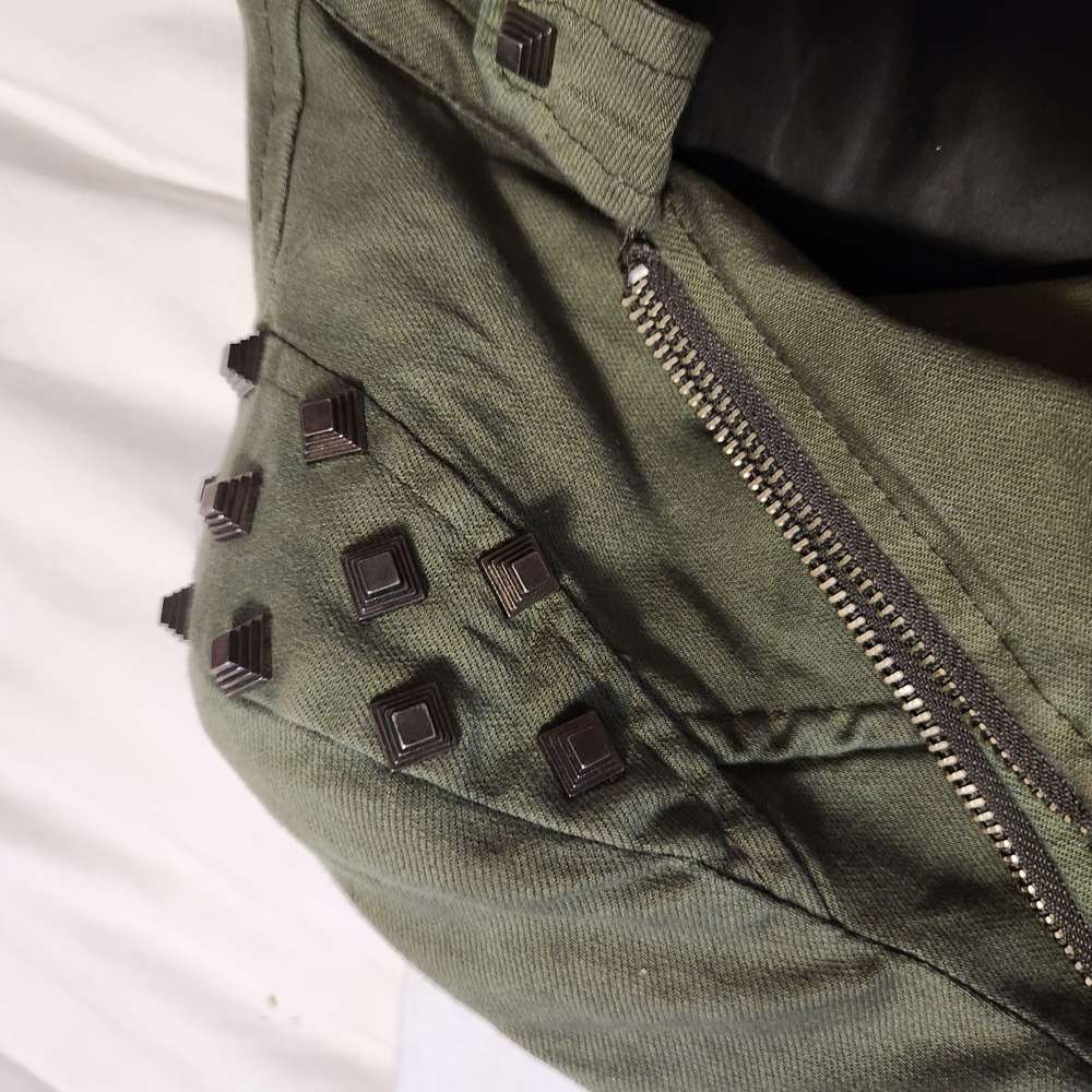 Olive Green Studded Jacket - Picture 4 of 9